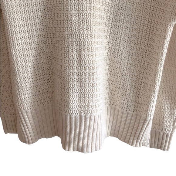 Rachel Zoe Preppy Knit Popover Hoodie Sweater Ivory Cotton Blend Women’s Large - Picture 9 of 11